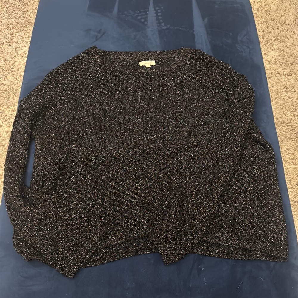 Pilcro Metallic Black Sparkly Sweater